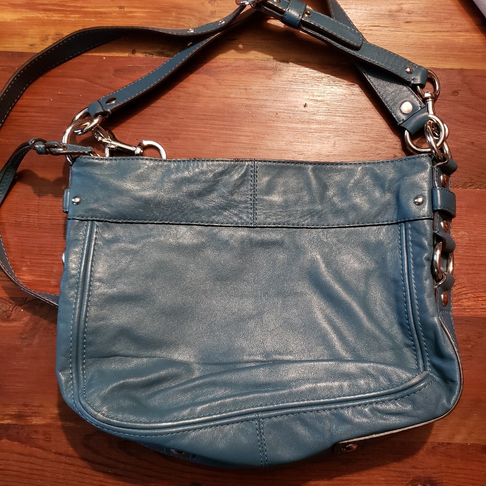 COACH Bue Leather Zipper Shoulder Purse Bag